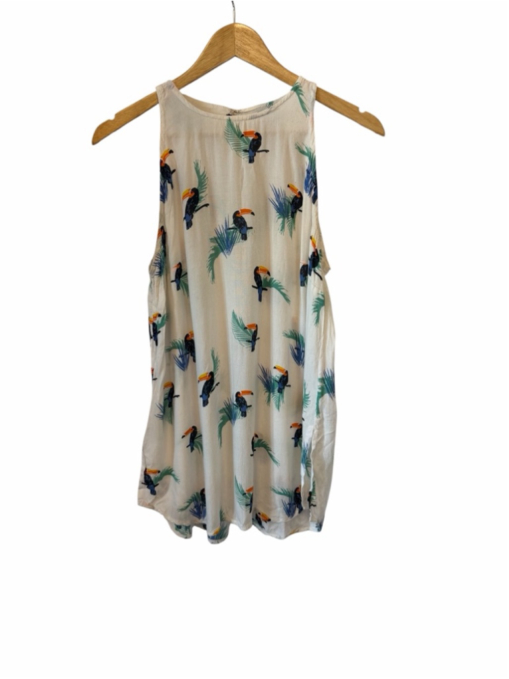 Twik Toucan Tropical Print Sleeveless Tank Top Medium Boho Beach Summer